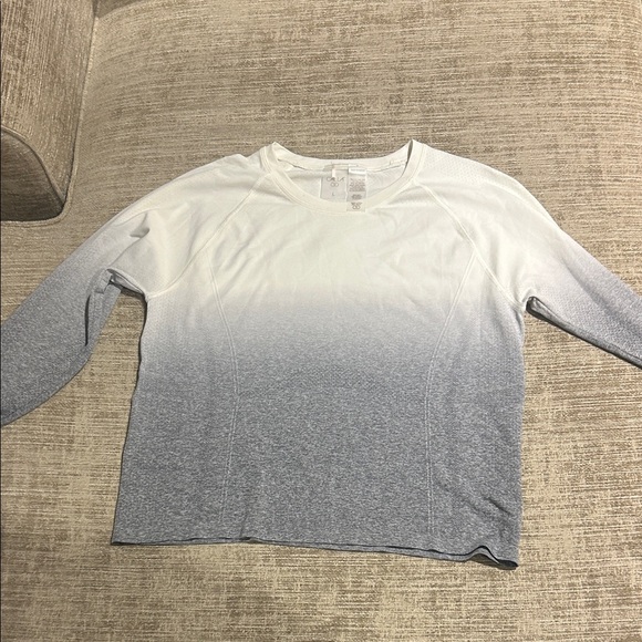 Calla Tops - CALLA Grey and White Ombré Long Sleeve Workout Tank